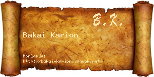 Bakai Karion névjegykártya